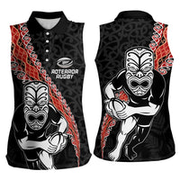 New Zealand Maori Warrior Rugby Women Sleeveless Polo Shirt Maori and Silver Fern Half Style LT03 - Polynesian Pride