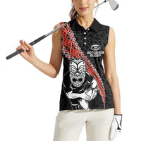 New Zealand Maori Warrior Rugby Women Sleeveless Polo Shirt Maori and Silver Fern Half Style LT03 - Polynesian Pride