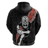 New Zealand Maori Warrior Rugby Zip Hoodie Maori and Silver Fern Half Style LT03 - Polynesian Pride