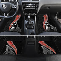New Zealand Maori Rugby Player Car Mats Maori and Silver Fern Half Style LT03 Set 4pcs Black - Polynesian Pride