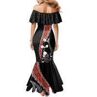 New Zealand Maori Rugby Player Family Matching Mermaid Dress and Hawaiian Shirt Maori and Silver Fern Half Style LT03 - Polynesian Pride