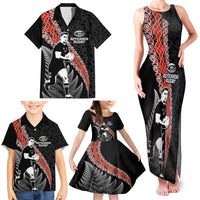 New Zealand Maori Rugby Player Family Matching Tank Maxi Dress and Hawaiian Shirt Maori and Silver Fern Half Style LT03 - Polynesian Pride