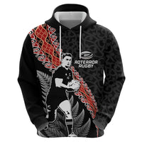 New Zealand Maori Rugby Player Hoodie Maori and Silver Fern Half Style LT03 - Polynesian Pride