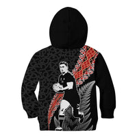New Zealand Maori Rugby Player Kid Hoodie Maori and Silver Fern Half Style LT03 - Polynesian Pride