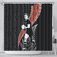 New Zealand Maori Rugby Player Shower Curtain Maori and Silver Fern Half Style LT03 - Polynesian Pride
