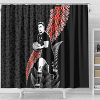 New Zealand Maori Rugby Player Shower Curtain Maori and Silver Fern Half Style LT03 - Polynesian Pride