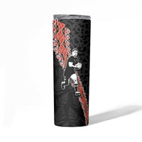 New Zealand Maori Rugby Player Skinny Tumbler Maori and Silver Fern Half Style LT03 - Polynesian Pride