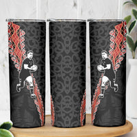 New Zealand Maori Rugby Player Skinny Tumbler Maori and Silver Fern Half Style LT03 - Polynesian Pride