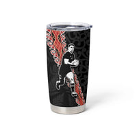New Zealand Maori Rugby Player Tumbler Cup Maori and Silver Fern Half Style LT03 - Polynesian Pride