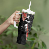 New Zealand Maori Rugby Player Tumbler With Handle Maori and Silver Fern Half Style LT03 - Polynesian Pride