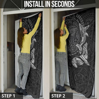 Hawaiian Monk Seal and Whale Door Cover Kakau Tribal Pattern Grayscale