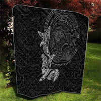 Hawaiian Monk Seal and Whale Quilt Kakau Tribal Pattern Grayscale