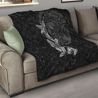 Hawaiian Monk Seal and Whale Quilt Kakau Tribal Pattern Grayscale