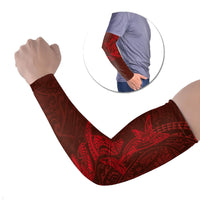 Hawaiian Monk Seal and Whale Arm Sleeves Kakau Tribal Pattern Red Color