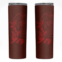 Hawaiian Monk Seal and Whale Skinny Tumbler Kakau Tribal Pattern Red Color LT03 Red - Polynesian Pride