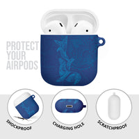 Hawaiian Monk Seal and Whale AirPods Case Kakau Tribal Pattern Blue Color