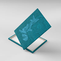 Hawaiian Monk Seal and Whale Canvas Wall Art Kakau Tribal Pattern Teal Color