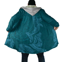Hawaiian Monk Seal and Whale Cloak Kakau Tribal Pattern Teal Color