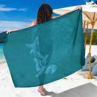 Hawaiian Monk Seal and Whale Sarong Kakau Tribal Pattern Teal Color