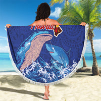 Hawaiian Sea Animals Beach Blanket Whales Shark and Turtle Guardians with Tribal Pattern
