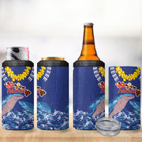 Hawaiian Sea Animals 4 in 1 Can Cooler Tumbler Whales Shark and Turtle Guardians with Tribal Pattern LT03 - Polynesian Pride