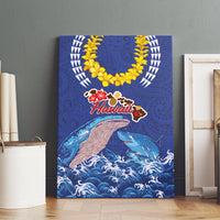 Hawaiian Sea Animals Canvas Wall Art Whales Shark and Turtle Guardians with Tribal Pattern