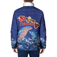 Hawaiian Sea Animals Padded Jacket Whales Shark and Turtle Guardians with Tribal Pattern