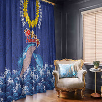 Hawaiian Sea Animals Window Curtain Whales Shark and Turtle Guardians with Tribal Pattern