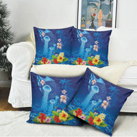 Fiji Jellyfish Pillow Cover Tapa Patterns and Hibiscus Sea Vibe