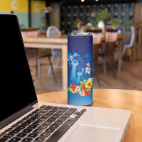 Fiji Jellyfish Skinny Tumbler Tapa Patterns and Hibiscus Sea Vibe