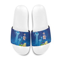 Fiji Jellyfish Slide Sandals Tapa Patterns and Hibiscus Sea Vibe LT03 Blue - Polynesian Pride
