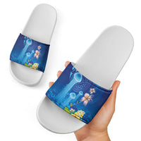 Fiji Jellyfish Slide Sandals Tapa Patterns and Hibiscus Sea Vibe LT03 - Polynesian Pride