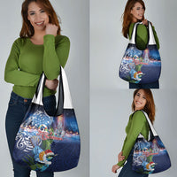 New Zealand Merry Christmas Grocery Bag Maori Tribal Pattern with Xmas Tui Bird LT03 - Polynesian Pride