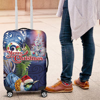 New Zealand Merry Christmas Luggage Cover Maori Tribal Pattern with Xmas Tui Bird LT03 Multicolor - Polynesian Pride