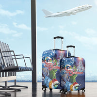 New Zealand Merry Christmas Luggage Cover Maori Tribal Pattern with Xmas Tui Bird LT03 - Polynesian Pride