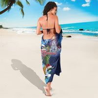 New Zealand Merry Christmas Sarong Maori Tribal Pattern with Xmas Tui Bird