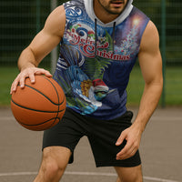 New Zealand Merry Christmas Sleeveless Hoodie Maori Tribal Pattern with Xmas Tui Bird LT03 - Polynesian Pride