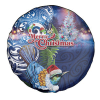 New Zealand Merry Christmas Spare Tire Cover Maori Tribal Pattern with Xmas Tui Bird LT03 - Polynesian Pride