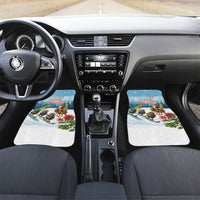 New Zealand and Australia Merry Christmas Car Mats Kiwi Birds Skiing and Koala Santa Riding Kangaroo LT03 Set 2pcs - Front Multicolor - Polynesian Pride