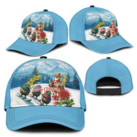 New Zealand and Australia Merry Christmas Classic Cap Kiwi Birds Skiing and Santa Riding Kangaroo with Koala LT03 - Polynesian Pride