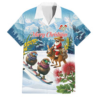 New Zealand and Australia Merry Christmas Hawaiian Shirt Kiwi Birds Skiing and Koala Santa Riding Kangaroo LT03 Multicolor - Polynesian Pride