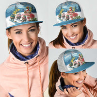 New Zealand and Australia Merry Christmas Mesh Trucker Cap Kiwi Birds Skiing and Santa Riding Kangaroo with Koala LT03 - Polynesian Pride