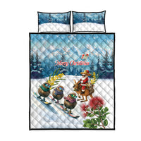 New Zealand and Australia Merry Christmas Quilt Bed Set Kiwi Birds Skiing and Koala Santa Riding Kangaroo LT03 - Polynesian Pride
