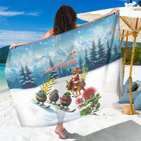 New Zealand and Australia Merry Christmas Sarong Kiwi Birds Skiing and Koala Santa Riding Kangaroo LT03 One Size 44 x 66 inches Multicolor - Polynesian Pride