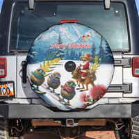 New Zealand and Australia Merry Christmas Spare Tire Cover Kiwi Birds Skiing and Koala Santa Riding Kangaroo LT03 Multicolor - Polynesian Pride