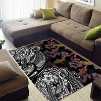 Hawaiian and Japanese Together Area Rug Polynesian Triball Tattoo Koi Carps and Sakura LT03 - Polynesian Pride
