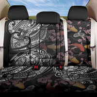 Hawaiian and Japanese Together Back Car Seat Cover Polynesian Triball Tattoo Koi Carps and Sakura LT03 One Size Black - Polynesian Pride