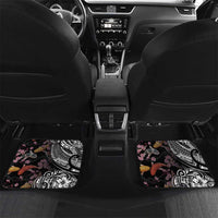 Hawaiian and Japanese Together Car Mats Polynesian Triball Tattoo Koi Carps and Sakura LT03 Set 2pcs - Back Black - Polynesian Pride