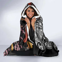 Hawaiian and Japanese Together Hooded Blanket Polynesian Triball Tattoo Koi Carps and Sakura LT03 - Polynesian Pride