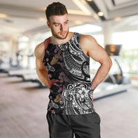 Hawaiian and Japanese Together Men Tank Top Polynesian Triball Tattoo Koi Carps and Sakura LT03 Black - Polynesian Pride